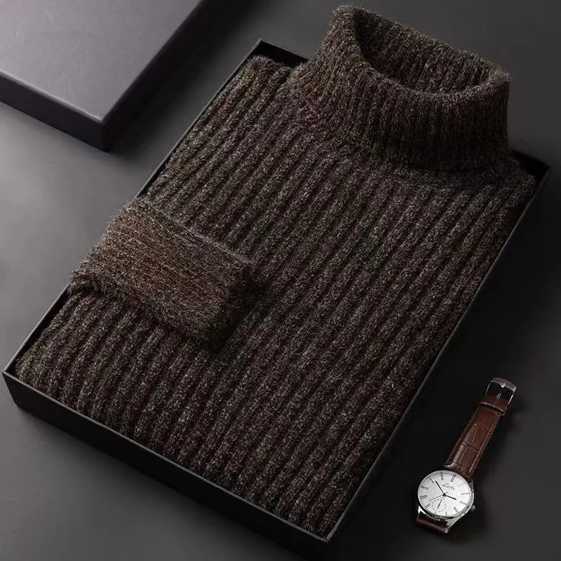 2025 Men's High-Neck Sweaters For Autumn And Winter Stylishly Fitted Thick And Warm As a Base Layer Shirt