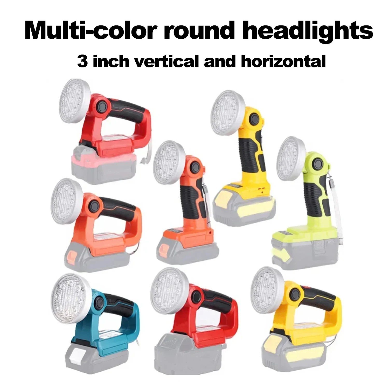 For Makita/Milwaukee/Bosch/Dewalt/Ryobi/Craftsman/Black&Decker 3 Inch Emergency Light 14.4V-18V Lithium Battery Flashlight Light