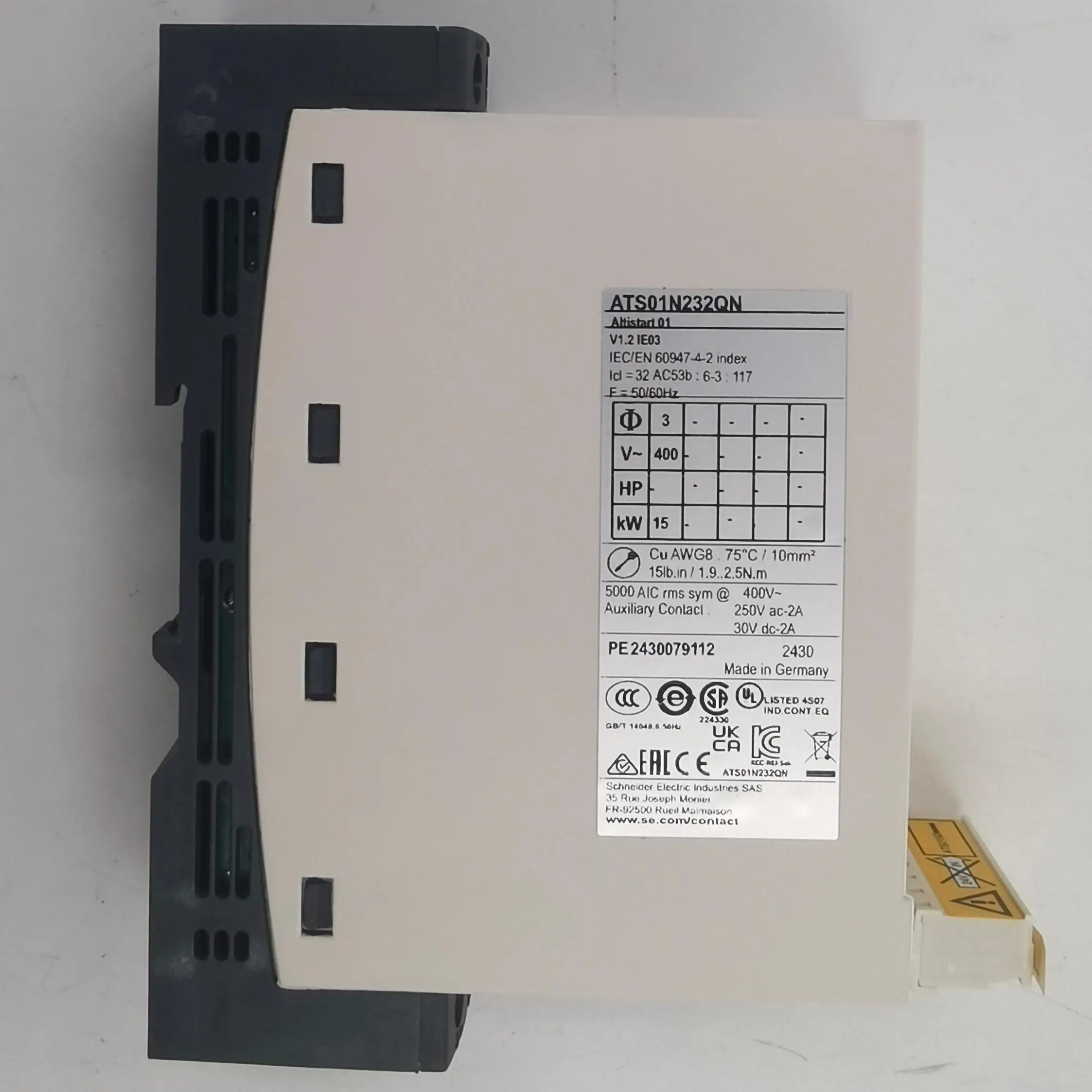 Avviamento morbido per motore asincrono Altistart Serie 01 ATS01 32A da 380 a 415 V 15 kW per apparecchiature petrolchimiche