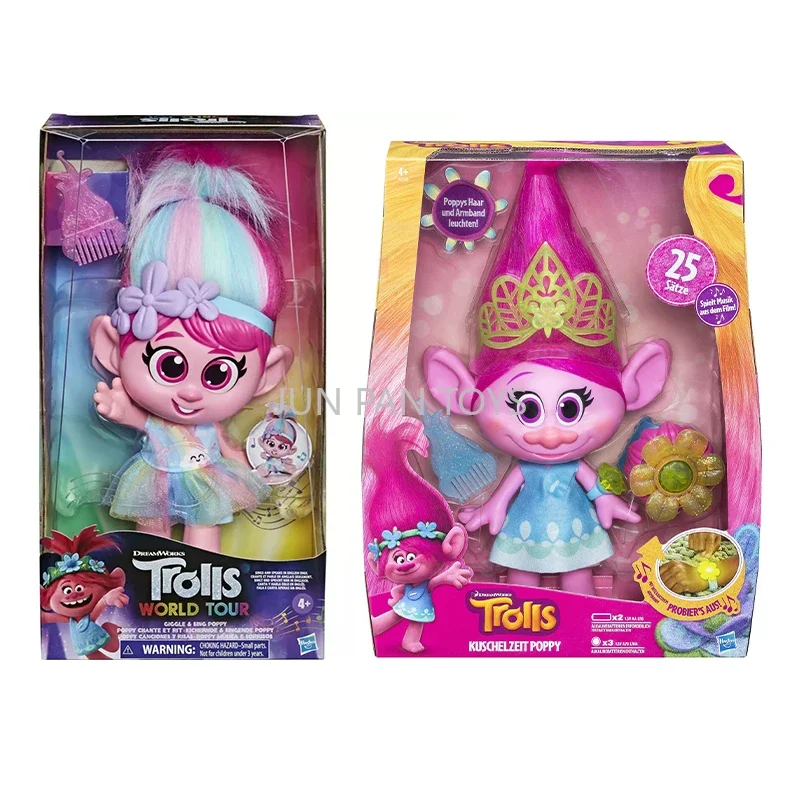 Dreamworks Trolls World Tour Poppy Momento Abrazo 25 Frases Giggle and Sing Poppy Girl Doll Figure Collectible Children Toys 1pc