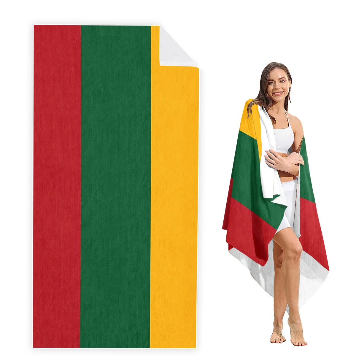 Republic of Lithuania Flag Beach Towel Oversized, Super Absorbent Sand Free Thick Microfiber Beach Towel,Beach Towels for Kids