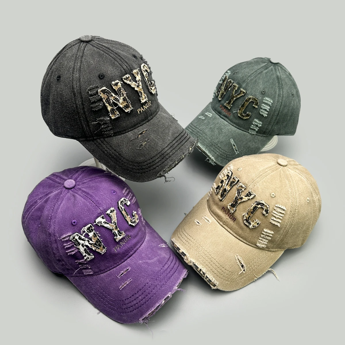 

Broken Style Leopard Print NYC Letters Baseball Hats New Men Women Sunshade Personal Versatile Retro Fashion Street Peaked Caps