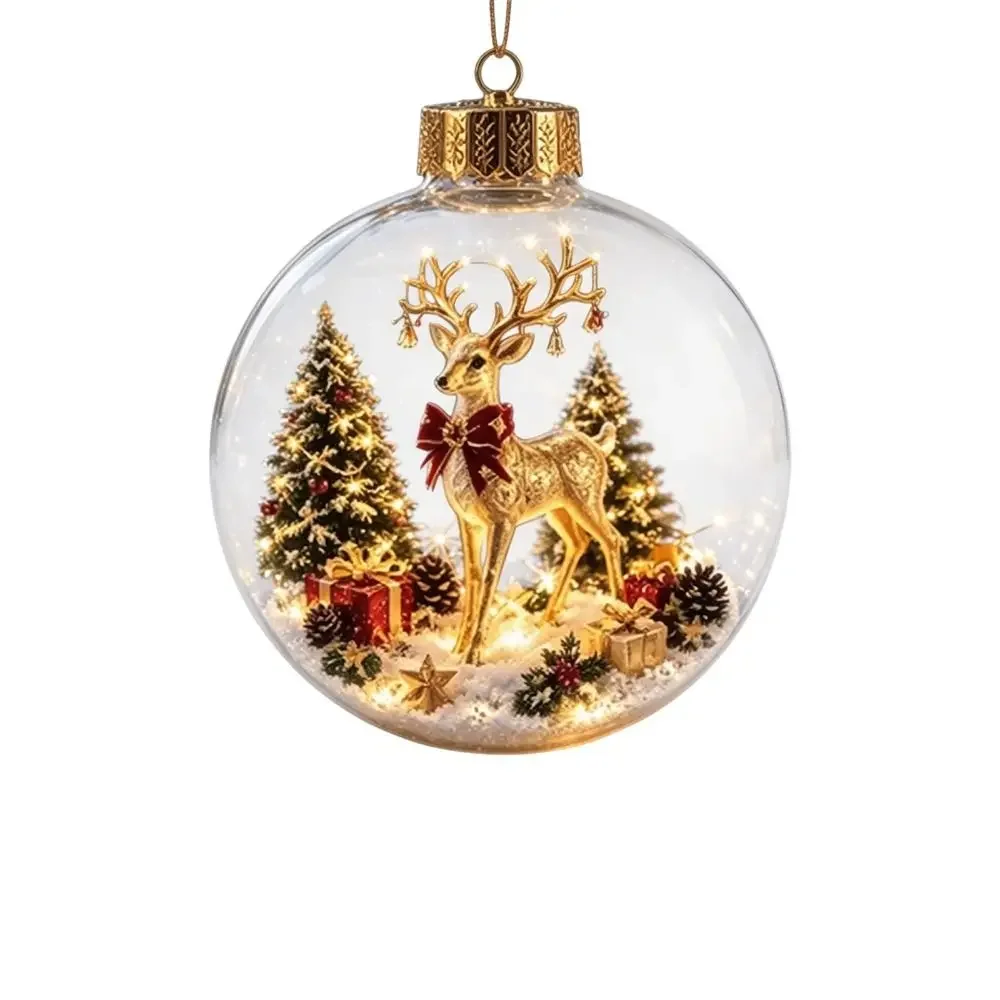 Weihnachtskugel-Ornament aus Acryl mit Licht, transparentes Design, hängende Weihnachtsdekoration, Größe 8 cm, Weihnachtsmann-Anhänger – Detail 3