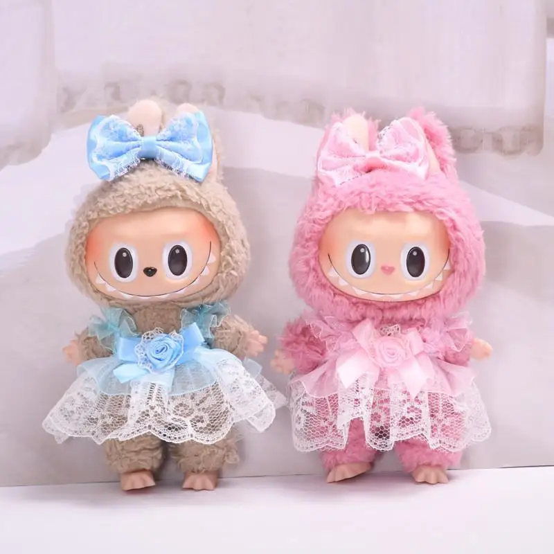 17cm Mini Plush Doll'S Clothes Outfit Accessories For Korea Kpop Exo Labubu Idol Dolls lace strap skirt set Clothing Kid Gift