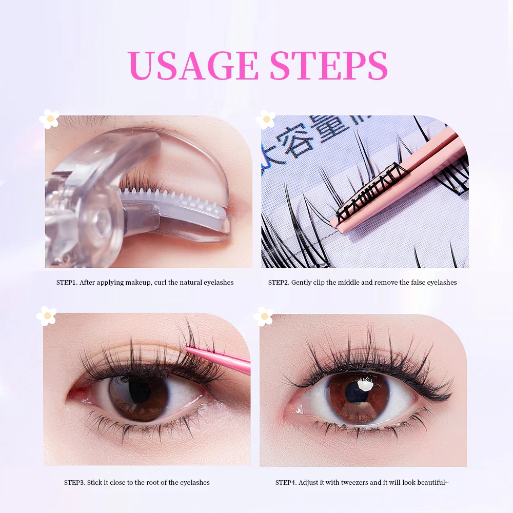 BQI 10 rangées de faux cils camélia sans colle de grande capacité, cils supérieurs et inférieurs naturels, faux cils de maquillage quotidien