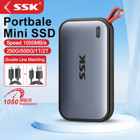SSK Portable External hard drive 2TB External Solid State Drives 1050MB/s USB C SSD 1TB External Hard Drive for MacBook Laptop
