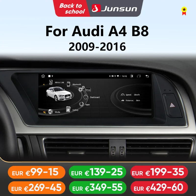 Junsun 8 core Wireless CarPlay Android Auto Autoradio Multimediale Per Audi A4 A4L B8 2009-2016 4G WiFi IPS Touch Screen Autoradio