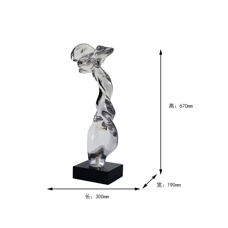 Transparent resin sculpture abstract art ornaments hotel exhibition hall home entrance living room decoration crafts