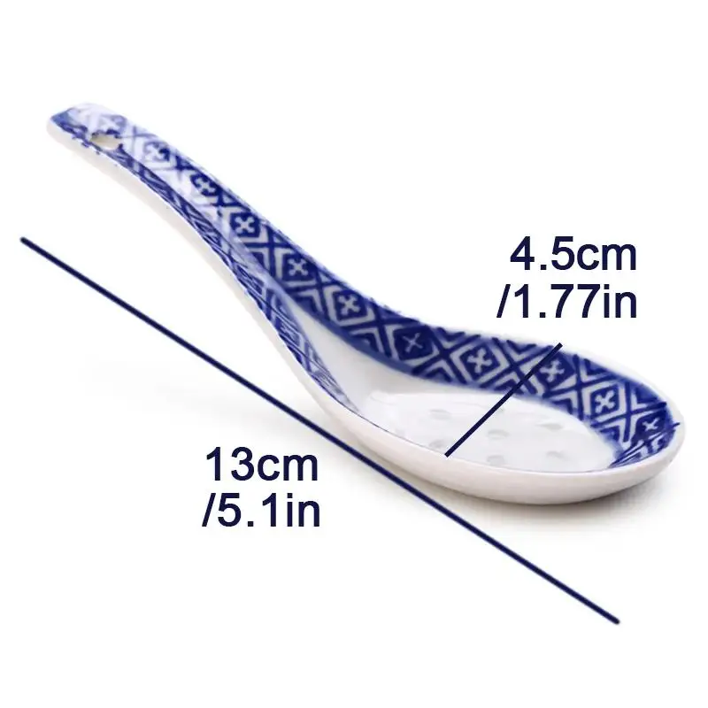 Convenient Ceramic Spoon Chinese Style Scoop Porridge Spoon Tableware Blue And White Soup Spoons For Home Restaurant