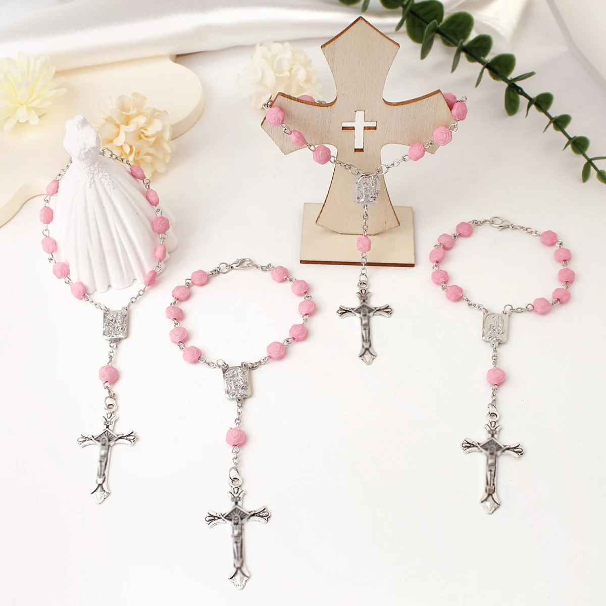 Faith-inspired pink cross car decoration gift