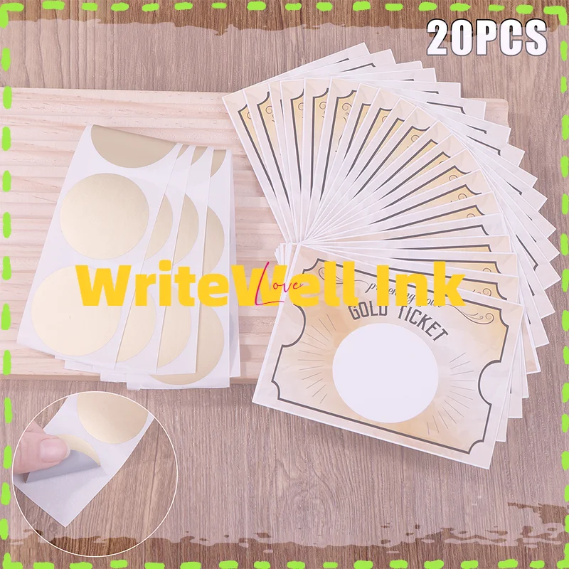 20Pcs My Scratch Offs Gold Ticket DIY Make Your Own Golden Ticket Scratch Off Tickets Small Prizes Party Favor Note Cards