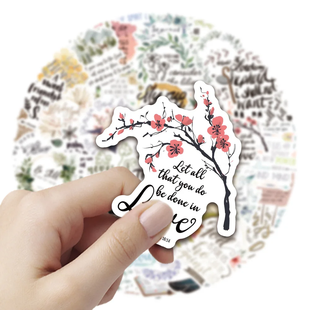 50PCS Neue Bibel Cartoon Aufkleber Inspirierende Zitate Kreative Graffiti Dekoration DIY Spielzeug Kühlschrank Laptop Gitarre Auto Fahrrad Aufkleber