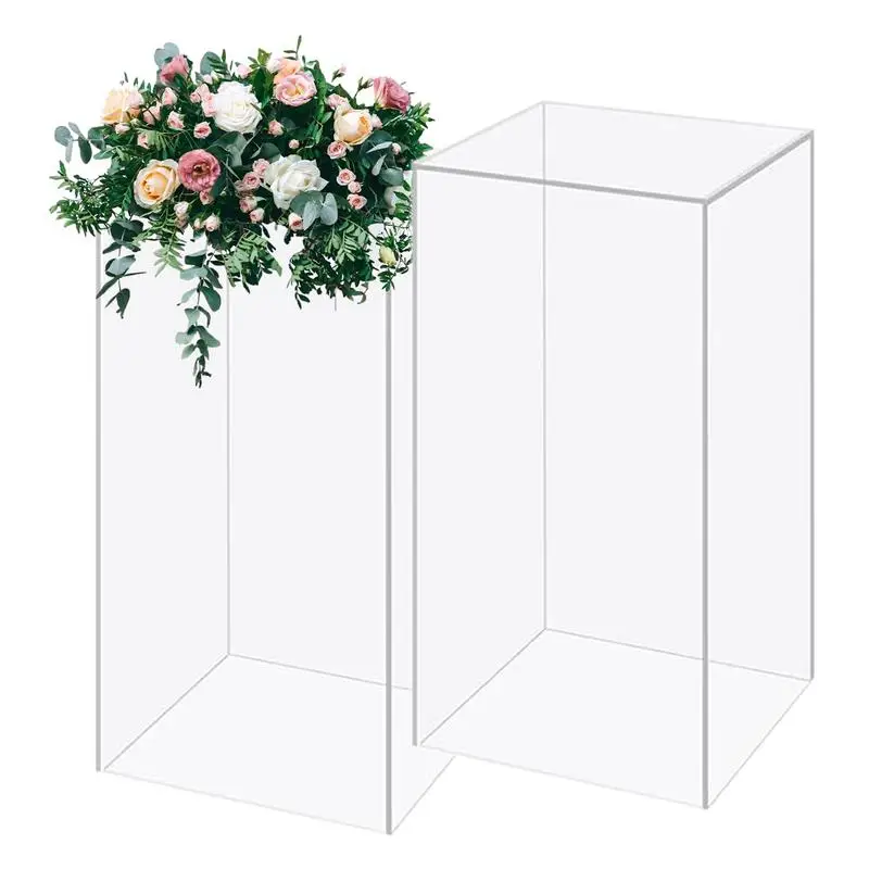 Acrylic Pedestal Stand 2pcs Tall Art Decor Column Flower Tower Easel Decorative Centerpiece Display For Wedding Aisles Birthday