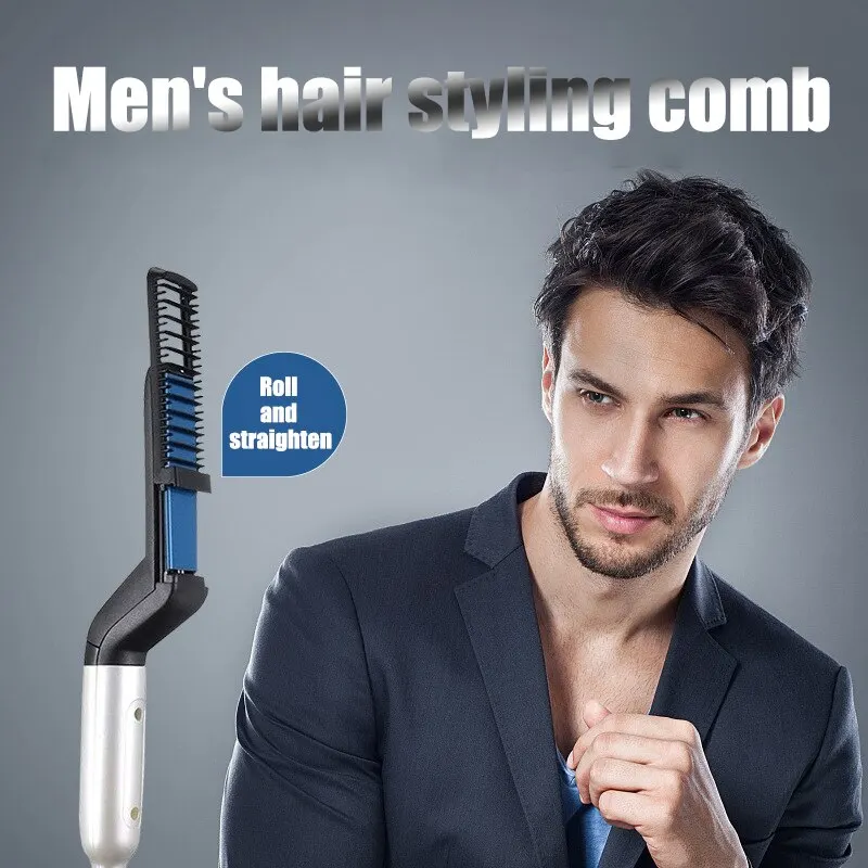 Men's Multi Functional Combing Fixed Fluffy Roll Straight Personal Care Electric Brush Beard Straight Fashion Modeling Tooll CM