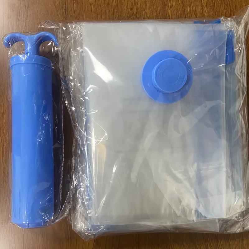 4-Piece Set: 3 Extra-Large Vacuum Storage Bags and 1 Manual Pump. Space-saving, Airtight Compression, Dust-proof