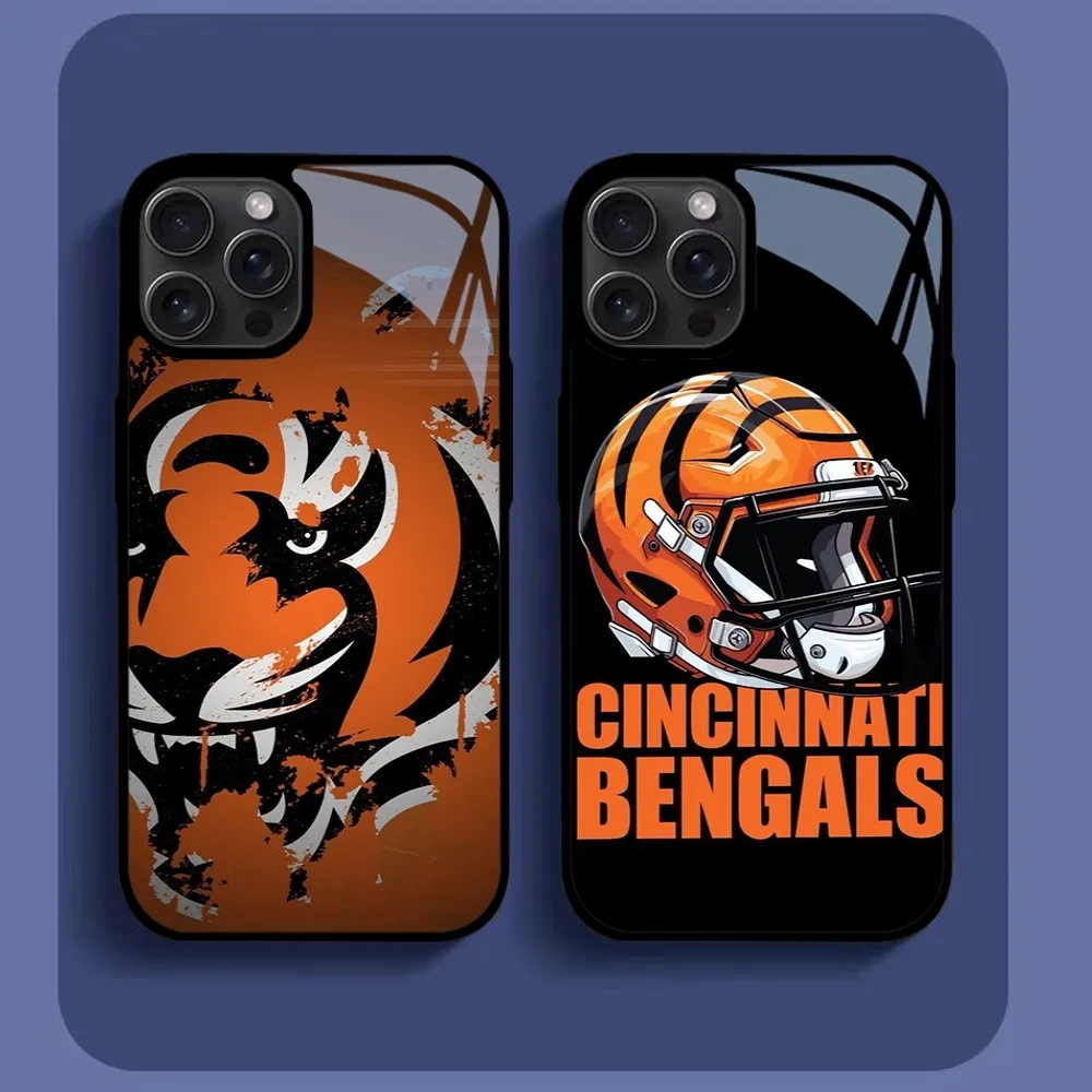 C-Cincinnati B-Bengals Phone Case For iPhone16 15 14 13 12 11 Pro Xs Max Mini XR X 7 8 Plus luxury Mirror Hard Funda