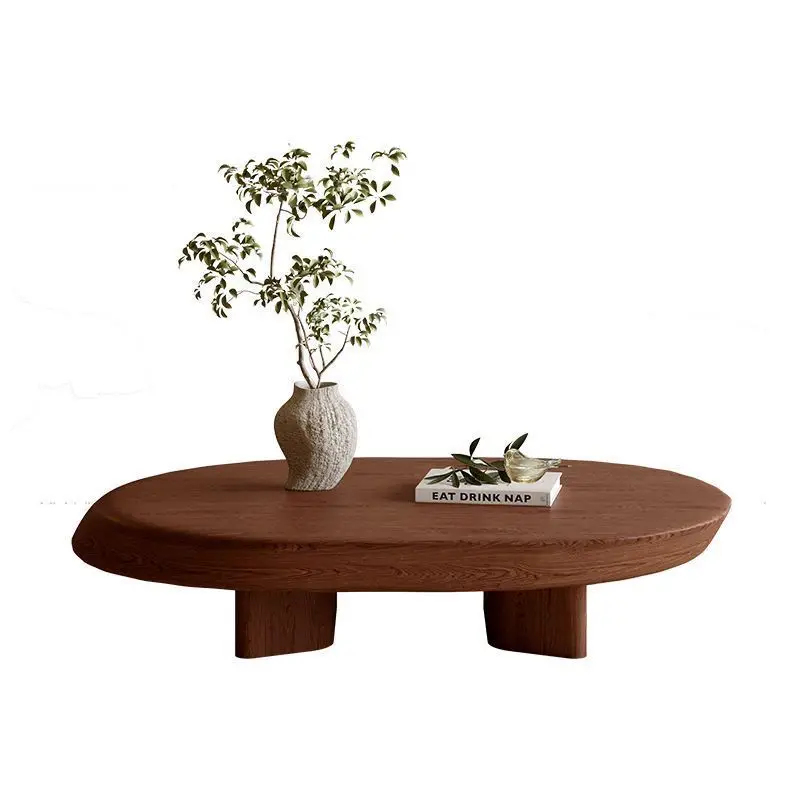 Antique solid wood coffee tea table household 2026 new small apartment special-shaped simple creative log living room Nordic