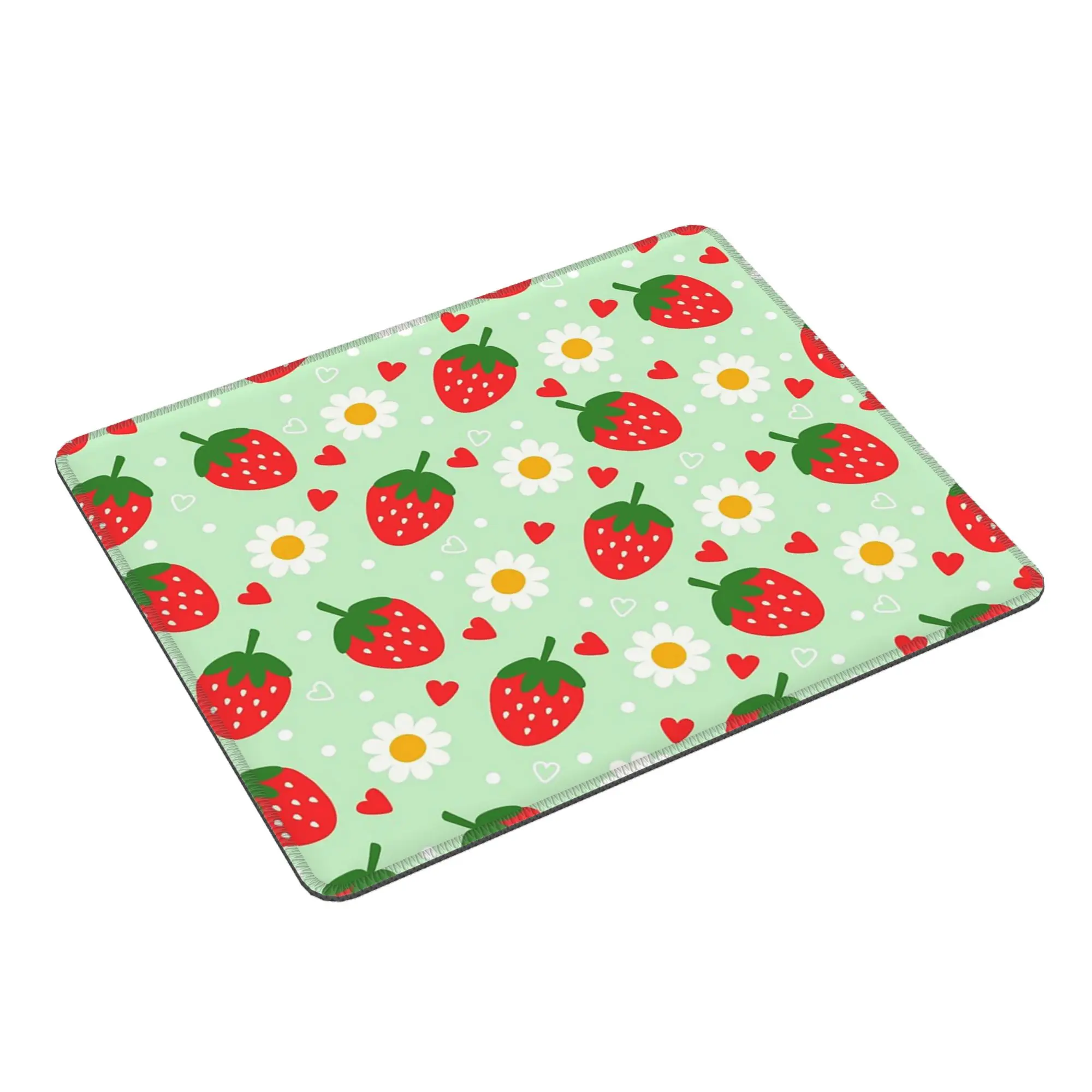 Strawberry And Daisy Cartoon Pattern Mouse Pad Computer Keyboard Mouse Mat Gaming PC Laptop Desk Mat Office Table Mats
