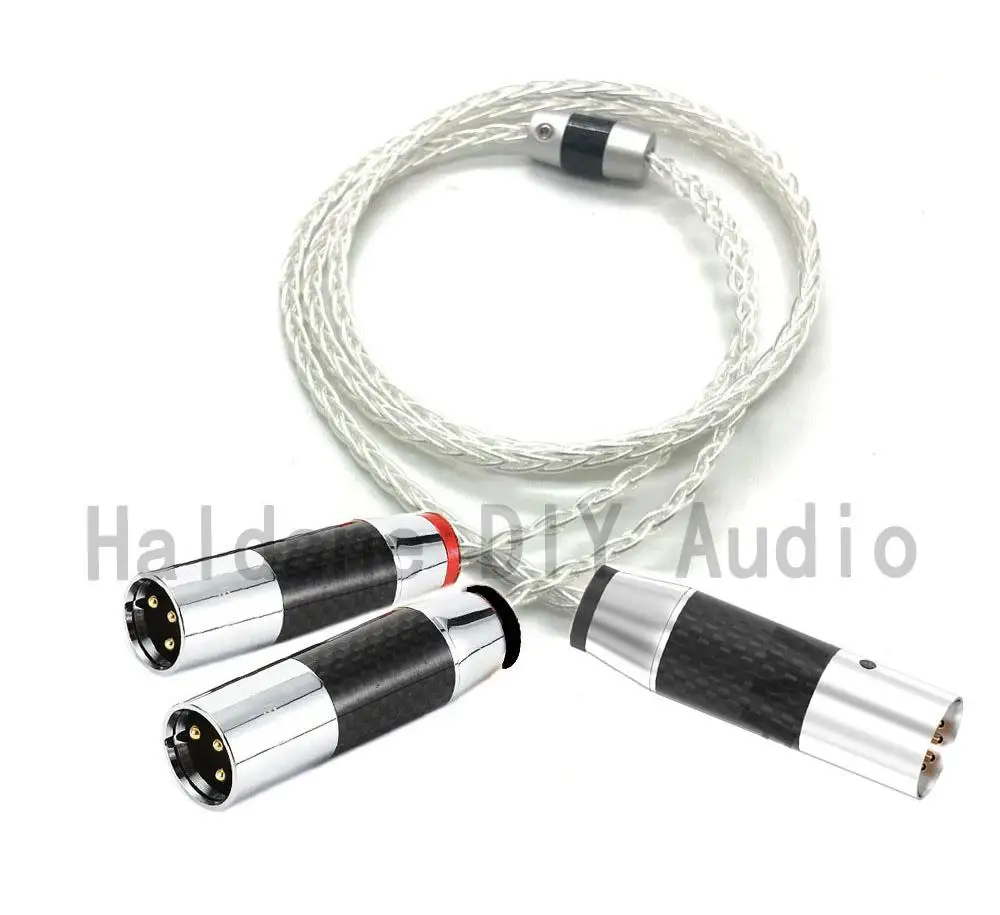 

HIFI 7n-OCC Silver Plated Carbon Fiber 4pin XLR Male to Dual 2x 3pin XLR Balanced Male Audio Adapter Cable XLR to XLR