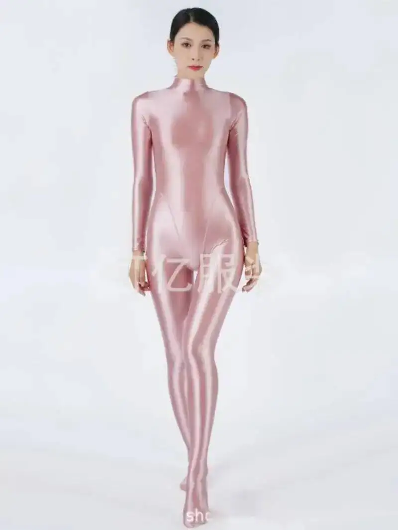 

Spandex glossy shiny silky tight one-piece swimsuit jumpsuit sexy plus size body suits for women romper jumpsuits VXQ8