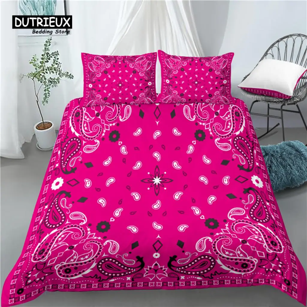 

Home Living Luxury 3D Paisley Bandana Print 2/3Pcs Soft Duvet Cover and PillowCase Kids Bedding Set Queen and King EU/US/AU Size