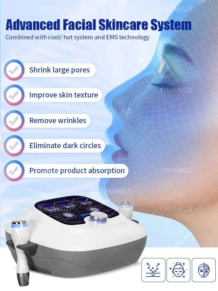 DCOOL Semiconductor 3In1 Cold and Hot Therapy EMS Face Lifting Ant-wrinkle Anti Puffiness Cryo Painless Electroporation Machine