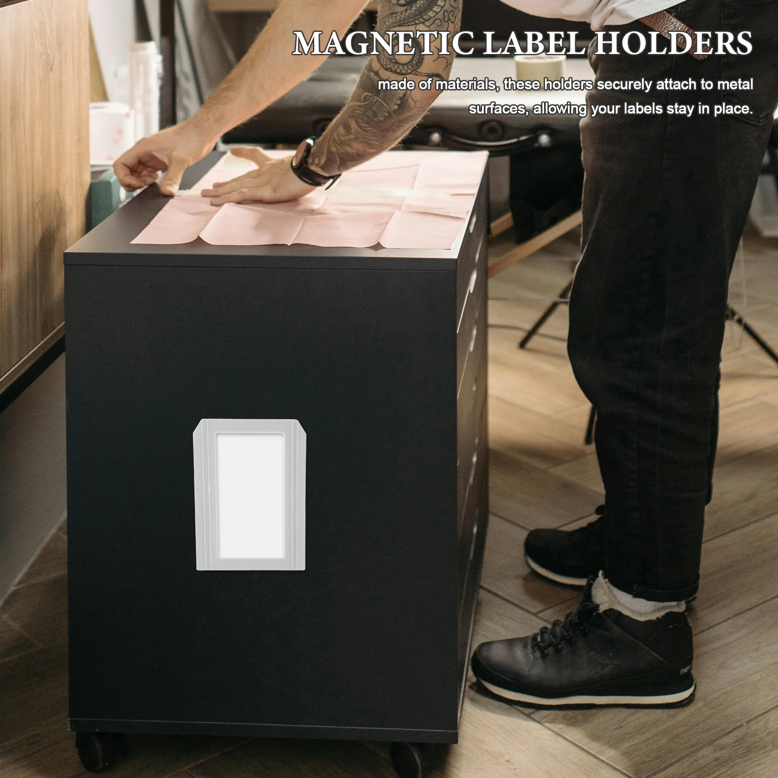 

2Pcs Magnetic Label Box Card Holder for Shelves Kitchen Cabinet Labels Shelf Tags Wire Shelving Library Labels Book Holders Desk
