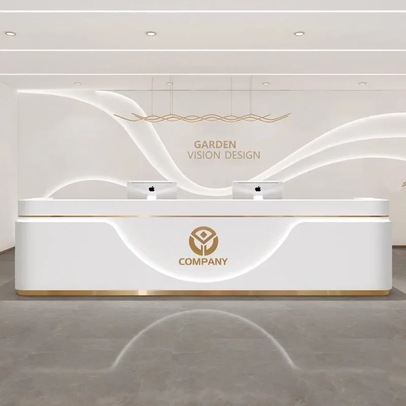 

Simple modern paint company reception desk medical beauty salon checkout page curved clothing store bar cabinet