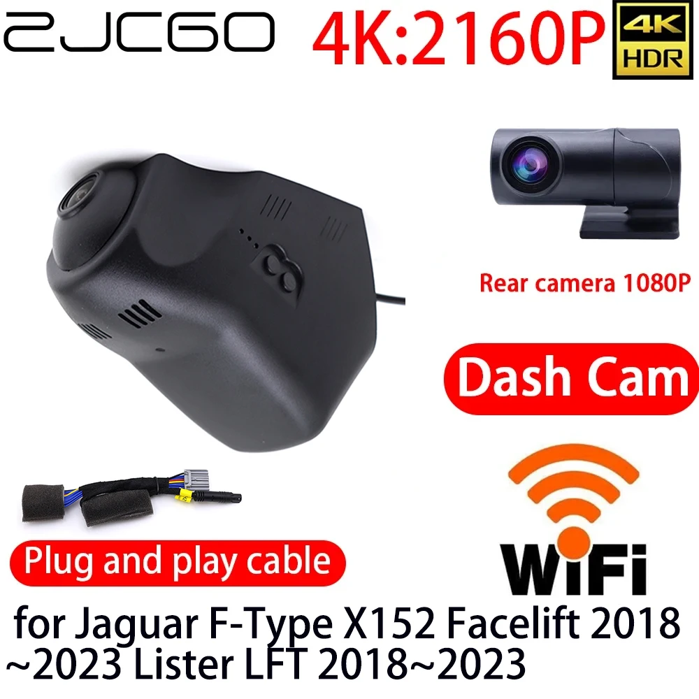 ZJCGO 4K Car DVR Dash Cam Wifi Front Rear Camera 24h Monitor  for Jaguar F-Type X152 Facelift 2018~2023 Lister LFT 2018~2023