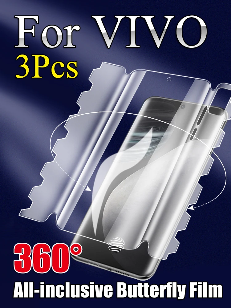 IQOO10Pro 9Pro X70Pro + Protector de pantalla frontal y trasero HD para VIVO X80Pro X60Pro X50 película de hidrogel de mariposa suave IQOO 7 8Pro NEX3S