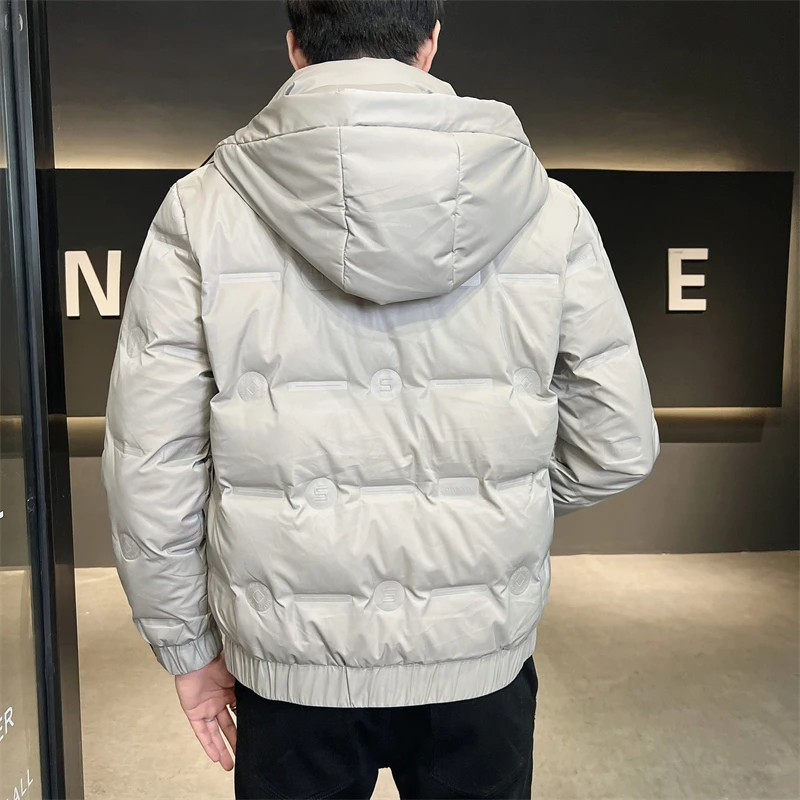Solid Color Men's Hooded Duck Down Jackets 2023 Autumn Winter Casual Plus Size L-5XL Warm Puffer Coat Hat Detachable Down Parkas
