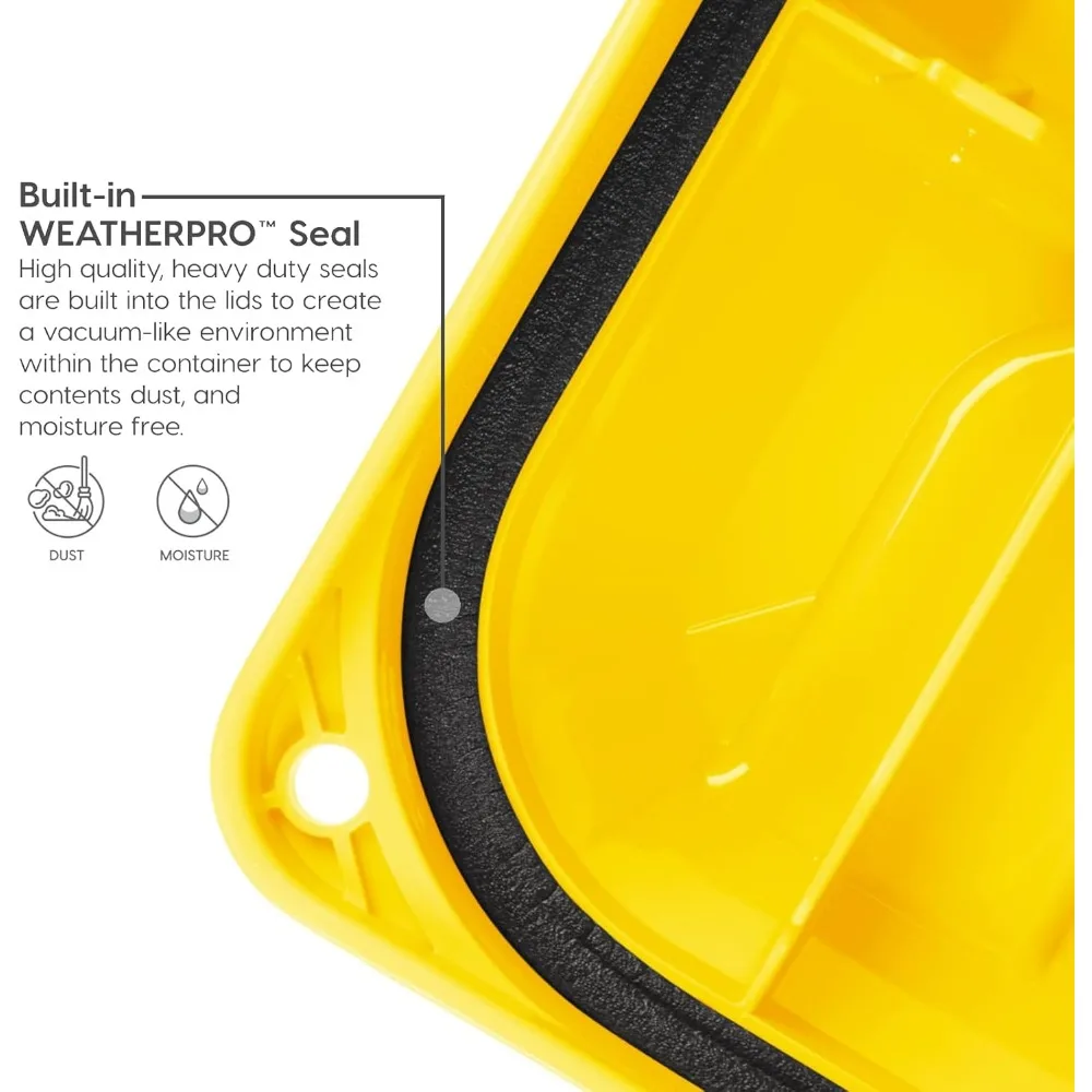 Zestaw 4 pojemników do przechowywania o pojemności 21 galonów z zamkiem - Wytrzymałe, możliwość układania w stosy, wyprodukowane w USA, idealne do organizacji garażu