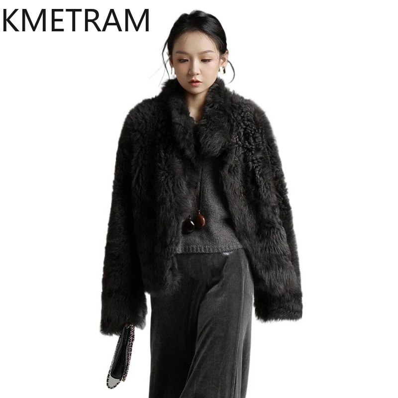 

KMETRAM 100% Natural Tuscany Wool Sheepskin Fur Jacket Woman Short Real Fur Coat Women New Winter Clothes 2025 vestes femmes