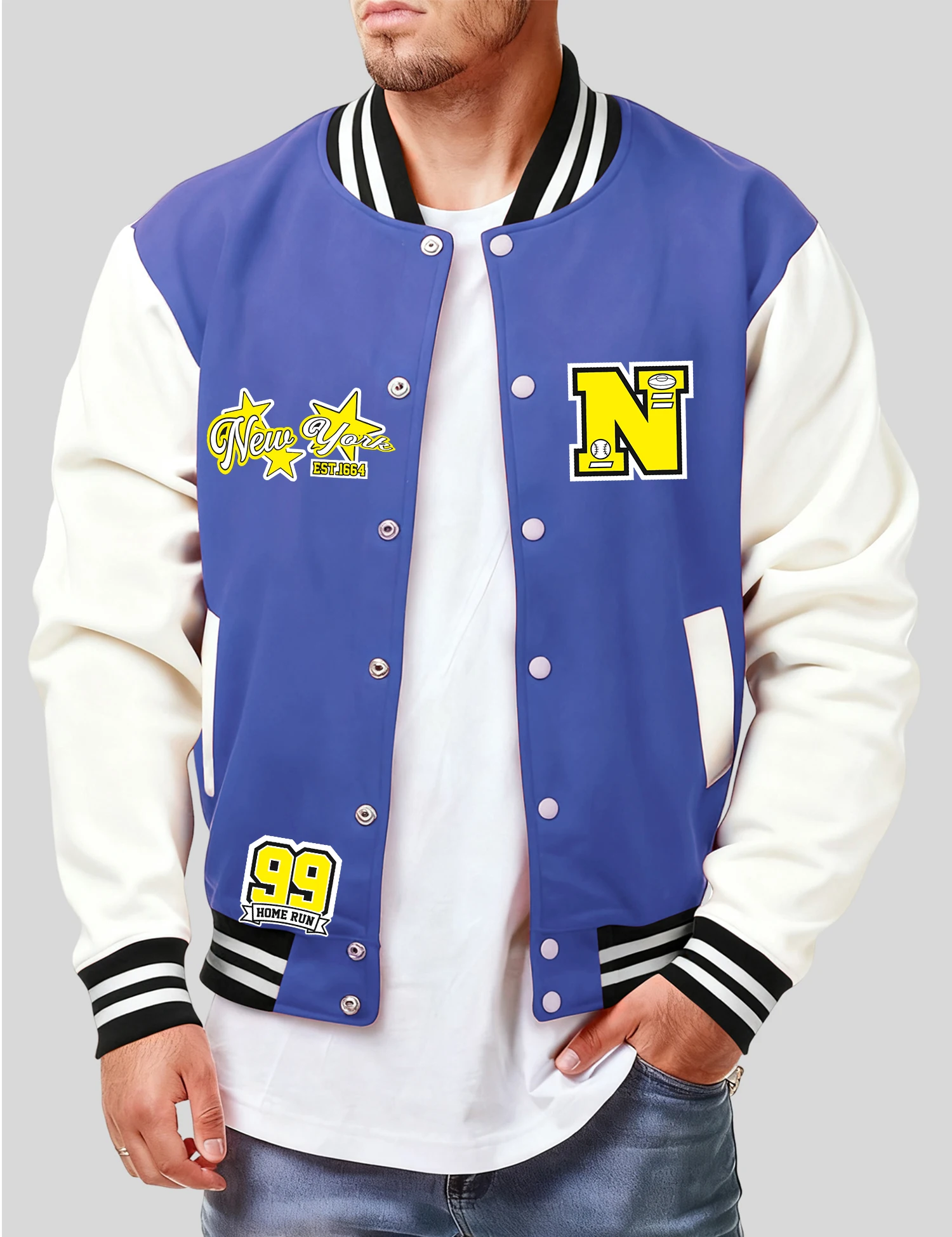 

New York City Est1664 Дизайнерский бейсбольный трикотаж для мужчин Harajuku Свободные американские куртки Флисовый мягкий топ Осенняя винтажная одежда