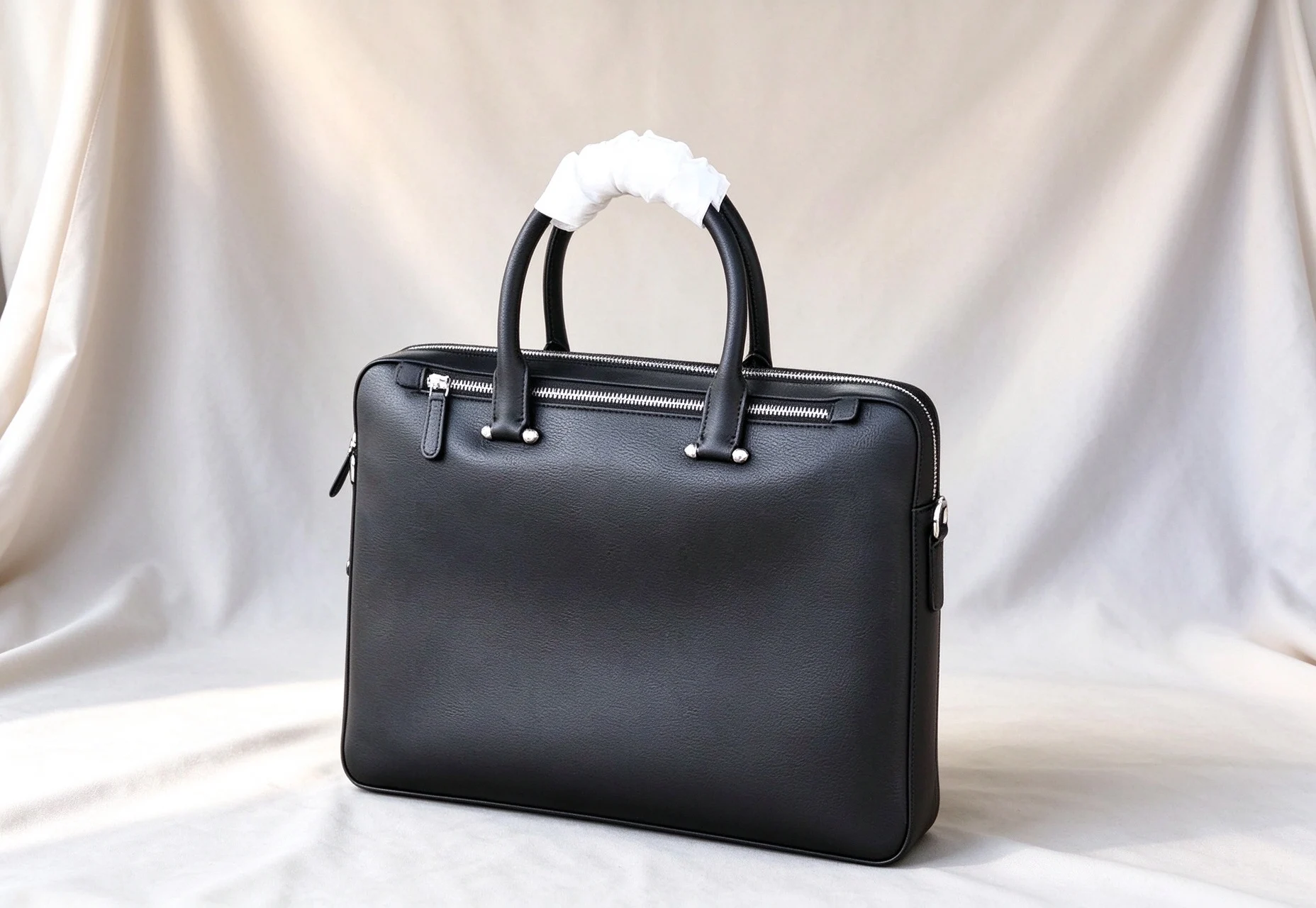 Premium Top Grain Leather Men Briefcase, Detachable Strap Crossbody Shoulder Bag, Multi Pockets Laptop Handbag
