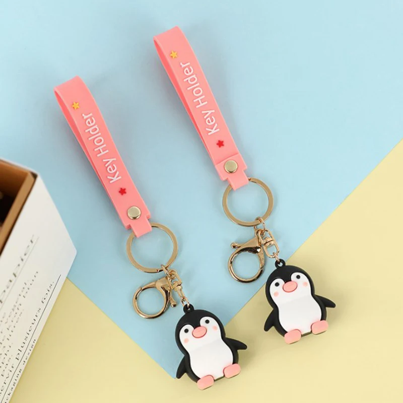 Lovely Penguin Doll Keychain Couple School Bag Pink Sweet Girl Heart Pendant Car Decoration Keychain