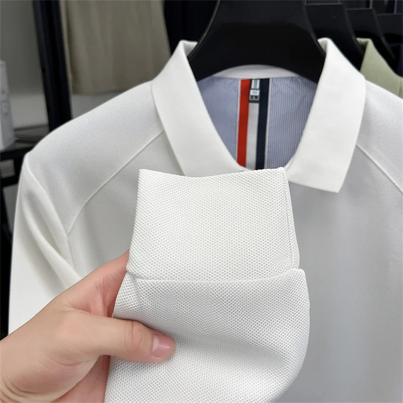 Designer-Stil Herren Langarm-Poloshirt mit Knopfleiste und Revers, Exquisites Muster-Stickerei, Herbst Neue Business-Casual Herrenbekleidung – Detail 9