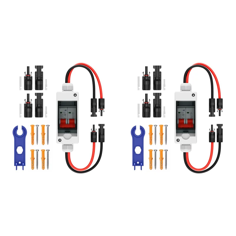 WORTHOWN-2X Solar Panel Disconnect Switch, CGELE32A DC 500V Breaker Box PV Disconnect Switch With IP65 Waterproof Box