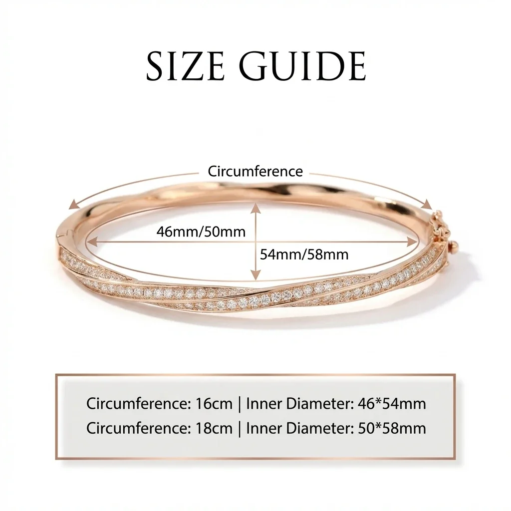 NASIA D VVS1 Moissanite Twisted Bangle Bracelet for Women GRA Certified Solid 925 Sterling Silver Plated 18K Wedding Bracelet