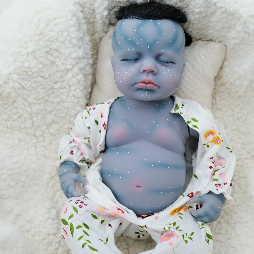 19inch Silicone Baby Doll Reborn Avatar LouLou Lifelike Newborn Baby Girls 3D Skin Real Looking Baby Dolls Muñeca Bebe Reborn