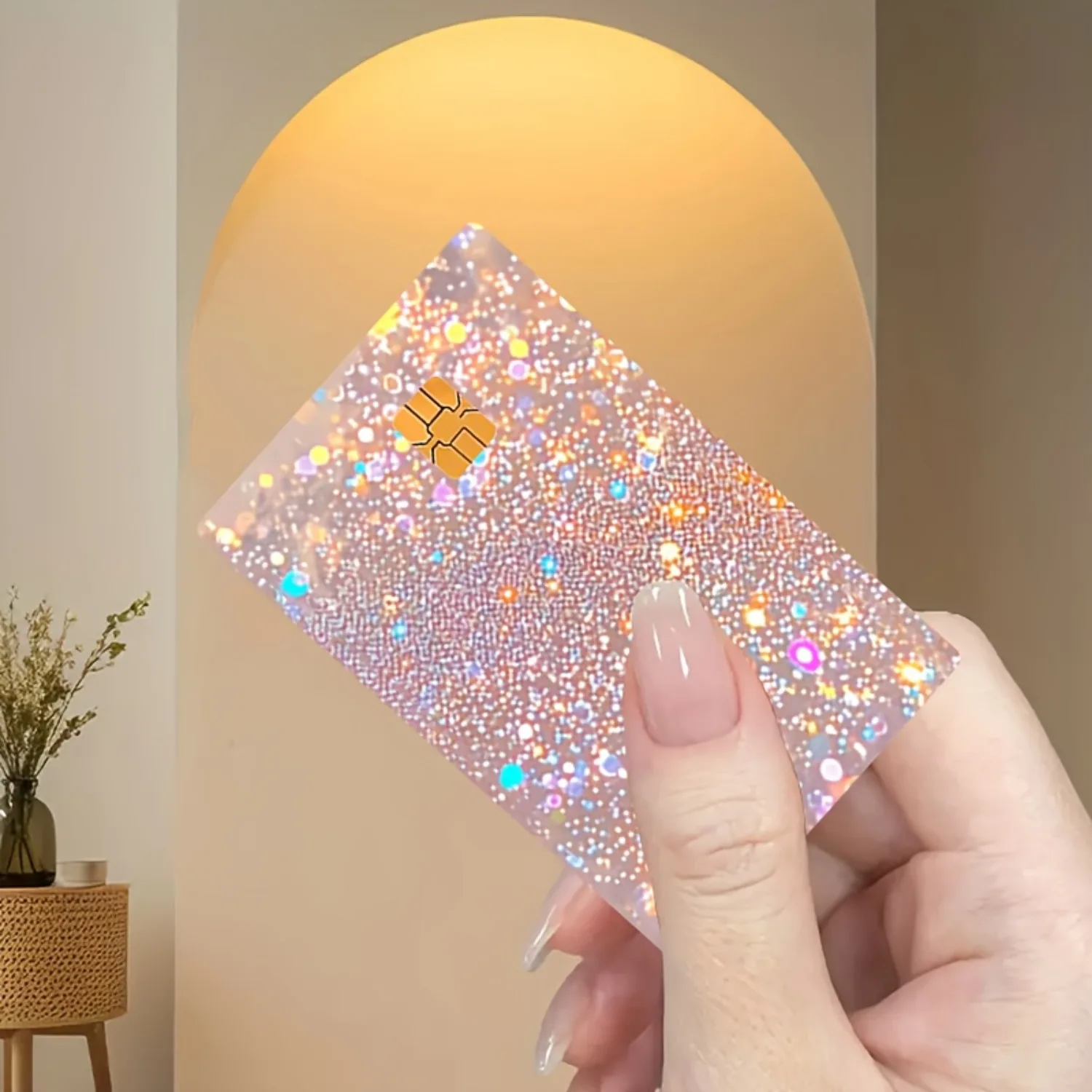

Dreamy Starry Sky Gradient Glitter Star Card Skin, Cover for Bank Credit Debit Transit & Room Key Cards