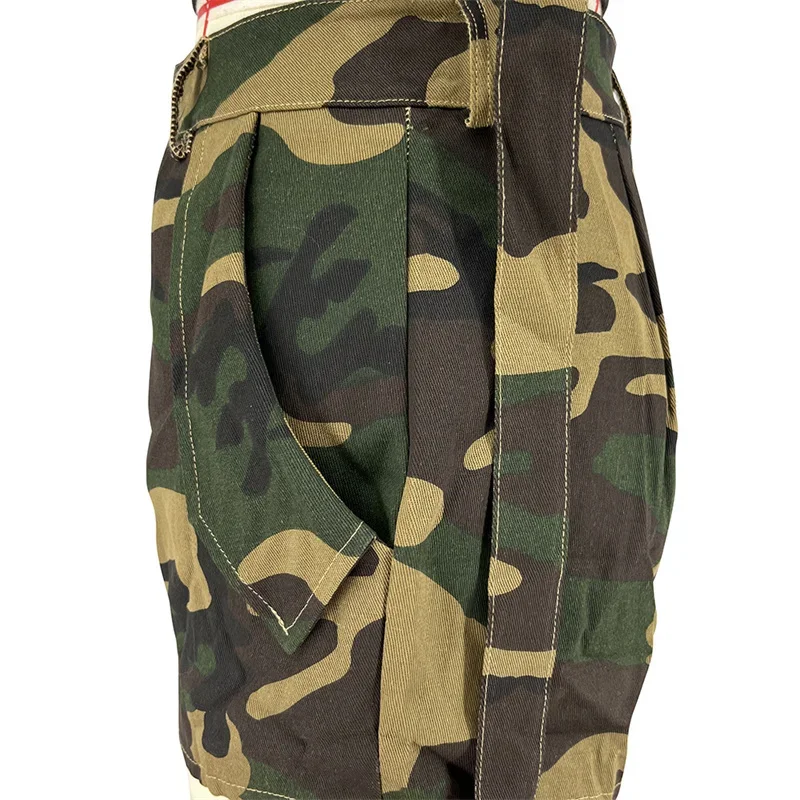 Spring Summer Camouflage Short Sets Womens 2 Piece Outfits Button Side Split Crop Top and Shorts Streetwear Conjuntos Cortos