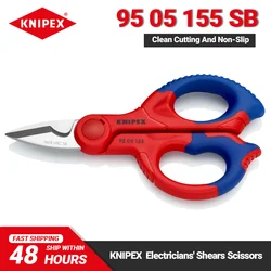 KNIPEX 95 05 155 SB Electricians' Shears 155mm Length Reinforced Glassfibre Cable Shear Tool with Plastic Belt Pouch Non-slip