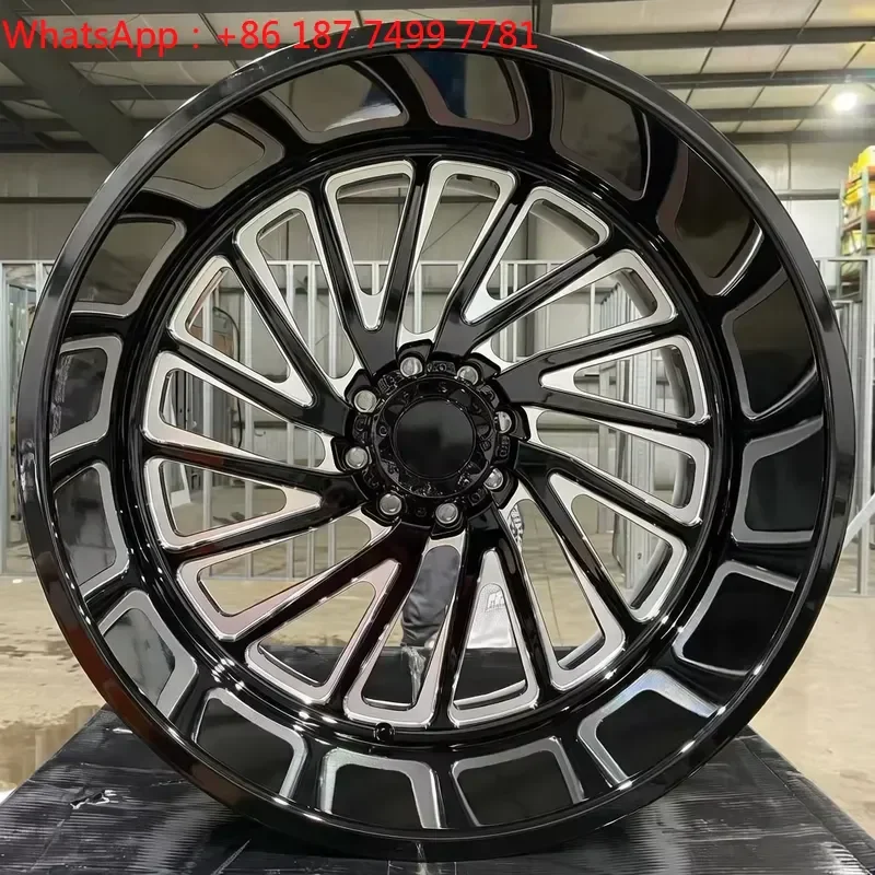Custom Forged Pickup Truck Wheels Gloss Black with Machined Spokes Deep Dish Style for Off-Road & Street Use