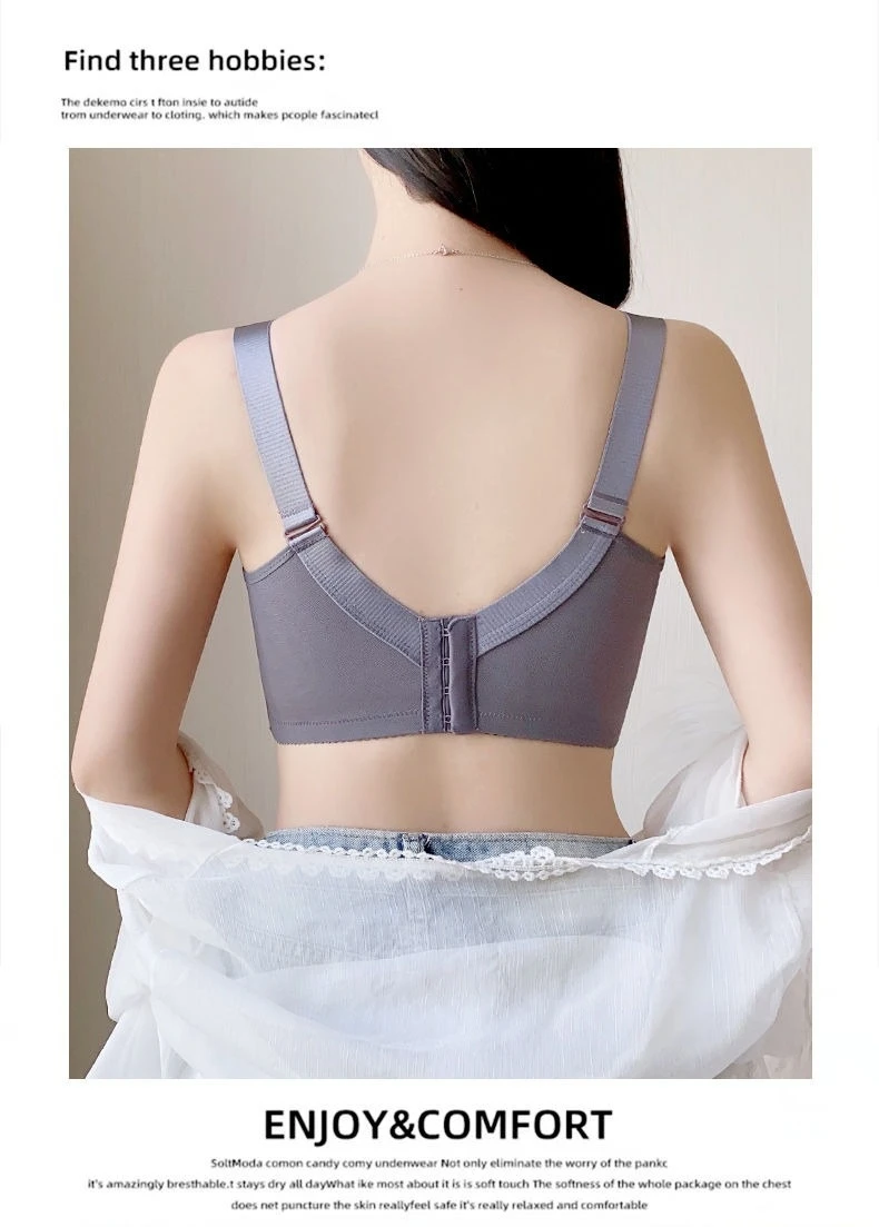 Reggiseno senza fili stile ultrasottile Seni grandi Biancheria intima piccola Donna Reggiseno a coppa piena di grandi dimensioni Regolabile Look super più sottile