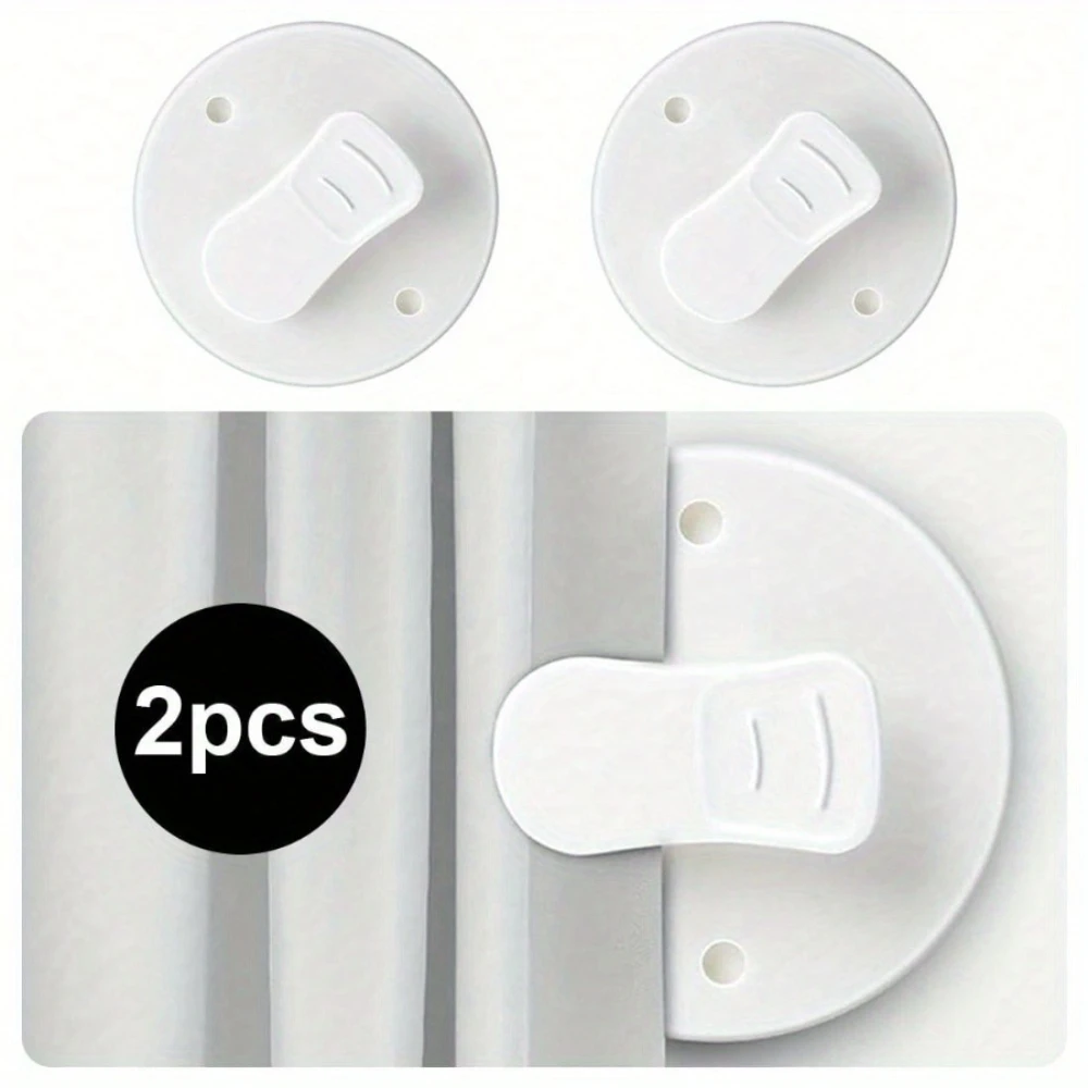 2pcs Windproof And Splash-Proof Shower Curtain Clips, Made Of Abs Material, Lightweight And Sturdy, Not Easy To Fall Off