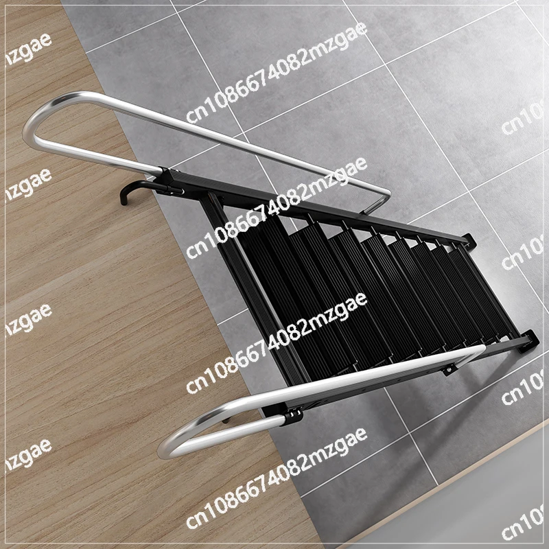 سلم منزلي قابل للطي، رفع العلية، سبائك الألومنيوم السميكة الداخلية والخارجية، 12 خطوة، تلسكوبي متعدد الوظائف