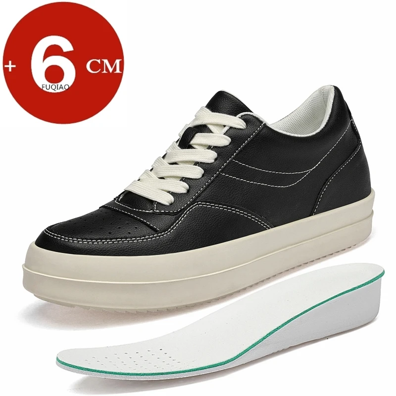 

Men's Genuine Leather Elevator Shoes 6cm Inner Height Increase Comfortable Casual Sneakers Anti-Slip Sole Fashion Lift Sportwear