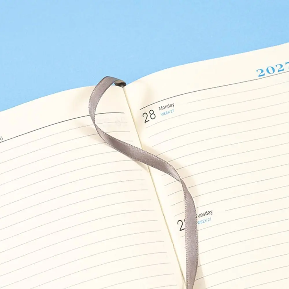 New PU 2027 Daily Planner Ribbon Bookmark Thick Paper Weekly Agenda Stitched Cover Schedule Notebook Daily Planning