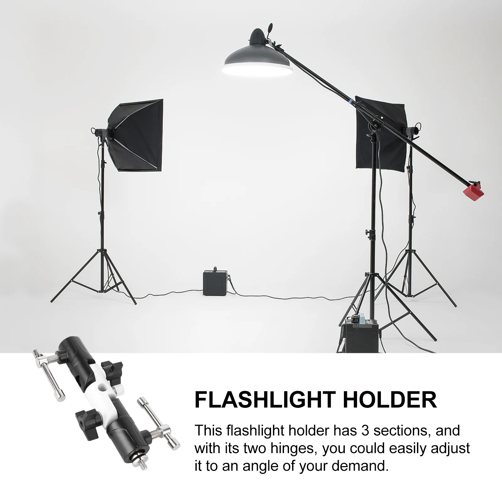 

Adjustable 3-section Aluminum Flashlight Holder U-shape Bracket Stand Photographing Accessories Lightweight Durable